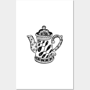 Bold and Intricate Engraved-Style Tea / Coffee Pot Posters and Art